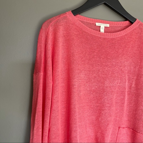 Eileen Fisher Organic Linen Stretch Box Top Coral - Picture 6 of 12